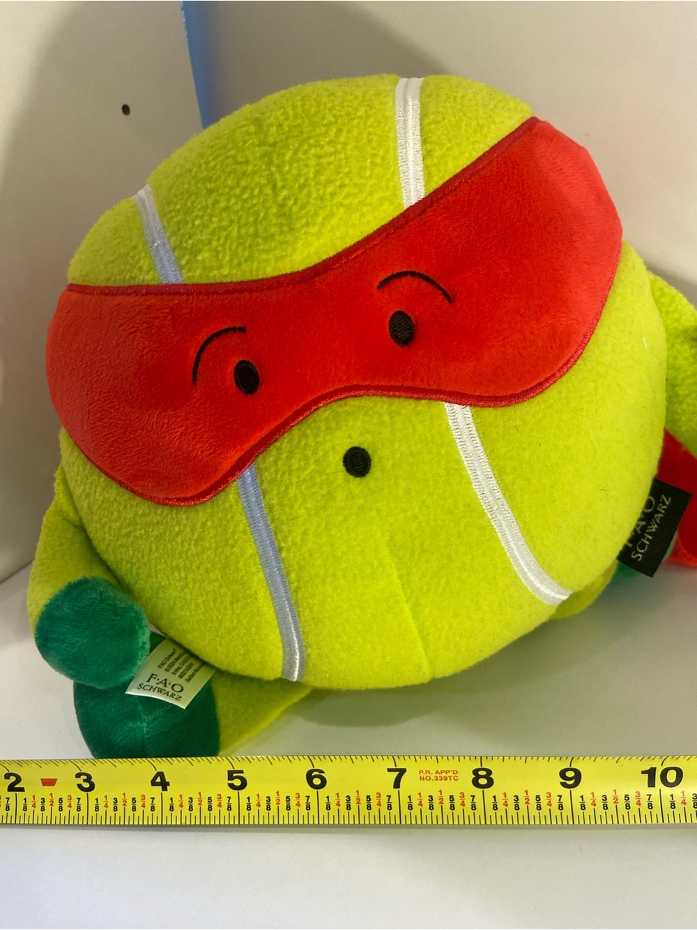 FAO Schwarz Neon Yellow-Green Tennis Ball Plush Hero of the Game
